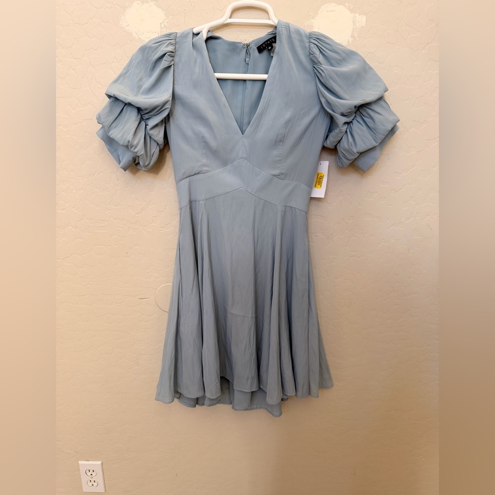 1. State Light Blue Mini Dress with Puff Sleeves